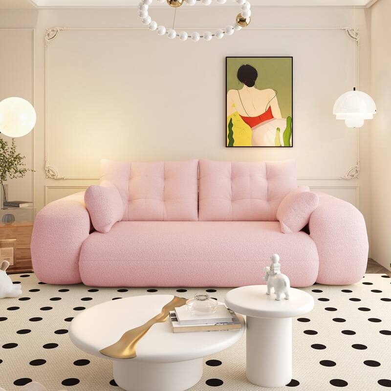 3-in-1 Teddy Fabric Foam-Filled Sleeper Sofa Bed