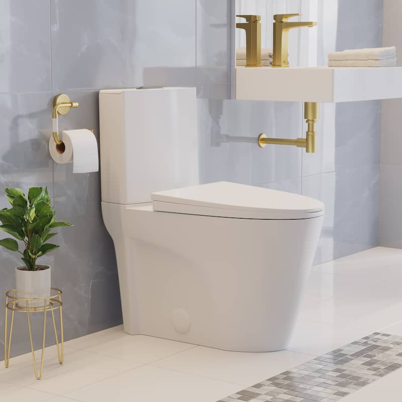 St. Tropez Two-Piece Elongated Toilet Vortex Dual-Flush 1.1/1.6 Gpf - 27.35" x 15.75" 31.7"