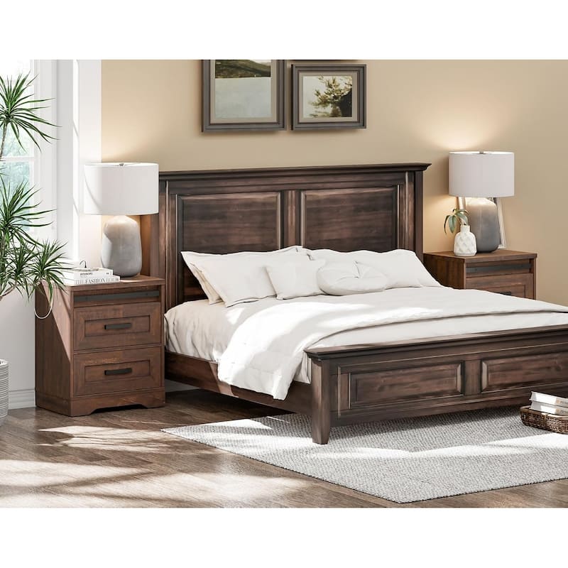 24.3-inch Tall Farmhouse Nightstand Set of 2 with Charging Station