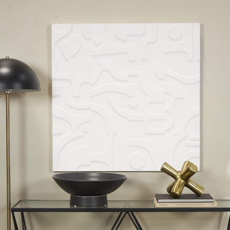 Wooden Geometric Handmade Intricately Carved Home Wall Decor - White - CosmoLiving by Cosmopolitan