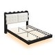 preview thumbnail 12 of 33, Classic Modern Style Full Size Platform Bed with Storage Headboard,Sturdy Wood Bed,LED Light Strips and USB Charging Design
