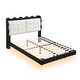 preview thumbnail 37 of 51, Platform Bed with Upholstered Backrest Headboard and USB Charging, Storage Single Bed LED Light Bed Frame for Night's Sleep