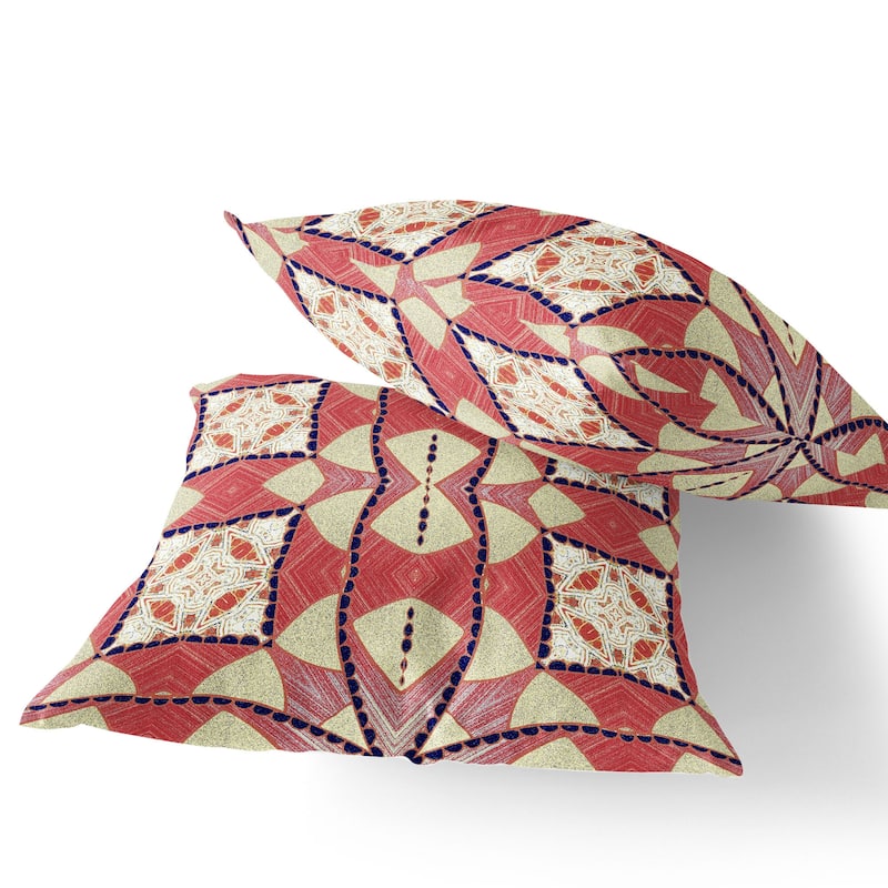 HomeRoots Set of Two 16" X 16" Yellow and White Blown Seam Eclectic Indoor Outdoor Throw Pillow - 16.00' X '16.00' X '5.00