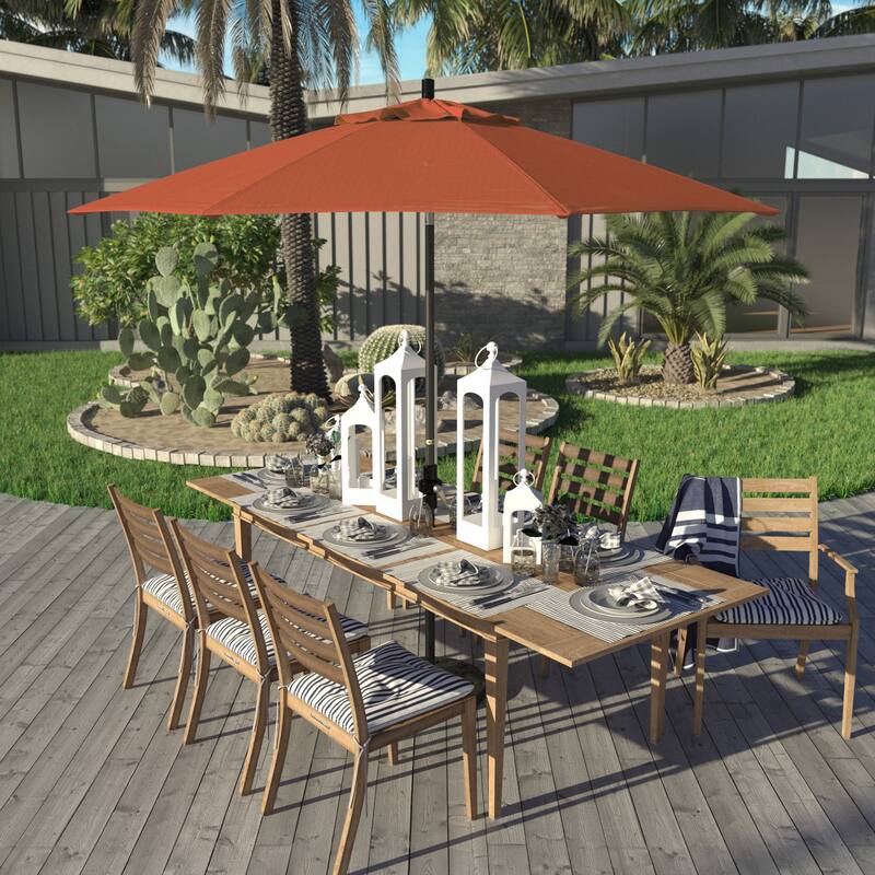 California Umbrella 9' Rd Golden State Series Patio Umbrella Black Aluminum Frame Crank Lift Collar Tilt Pacifica Pacific Blue - Tuscan