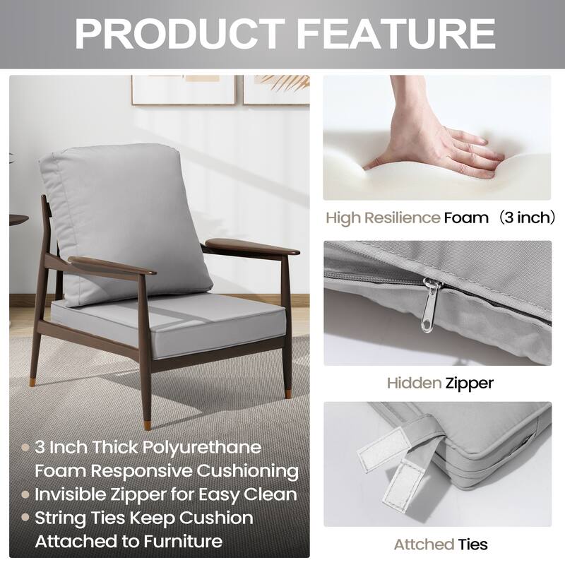 22 x 21 in Outdoor Patio Deep Seat Cushions Set Water Resistant