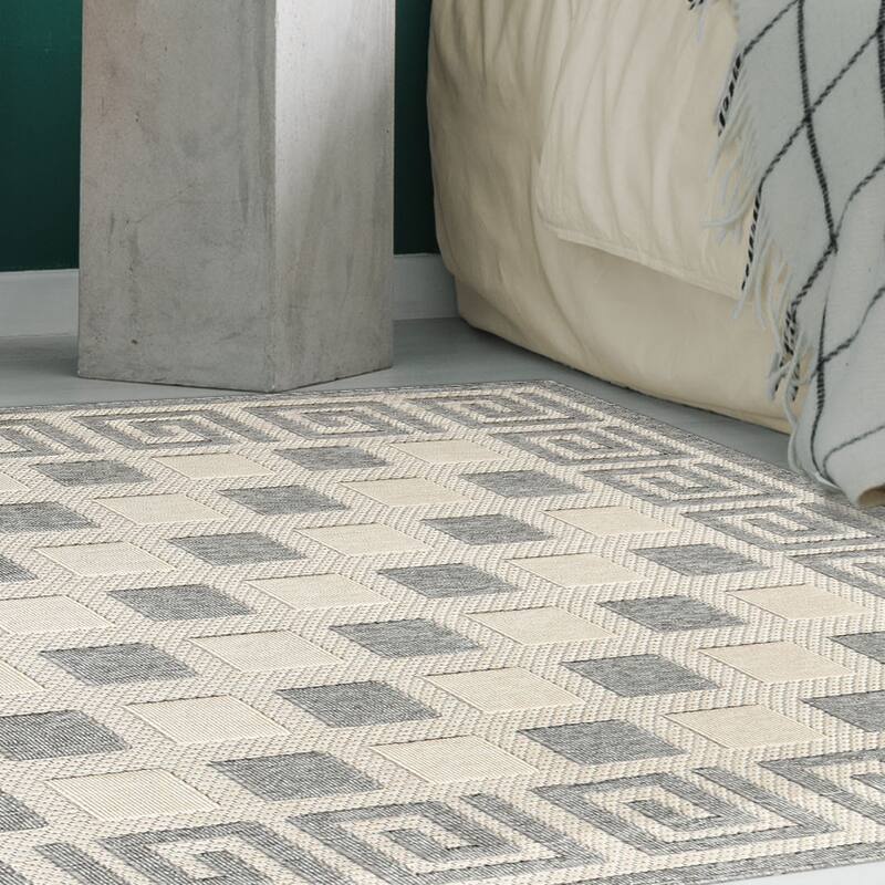 Superior Modern Geometric Greek Key Indoor Outdoor Area Rug