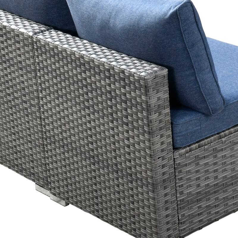 HOOOWOOO 9-piece Grey Wicker Patio Outdoor Sectional Set with Swivel Rocking Chair