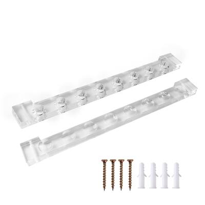 GSE™ 8-Pool Cue Clear Acrylic Wall Mounting Billiard Cue Rack, 2-Piece Hanging Wall Mounted Pool Cue Stick Holder - White