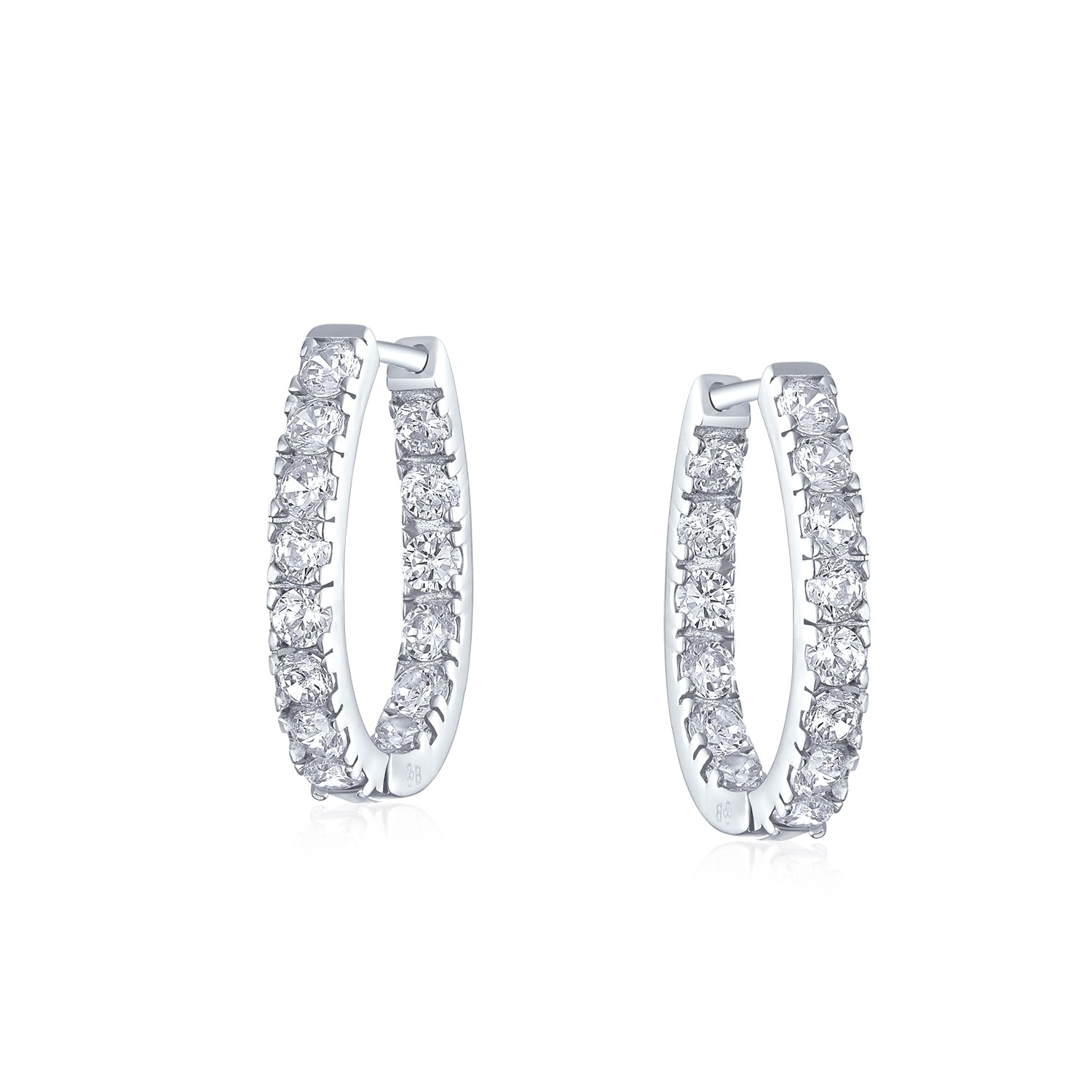 .925 Sterling Silver Cubic Zirconia Halo Bridal Stud Earrings