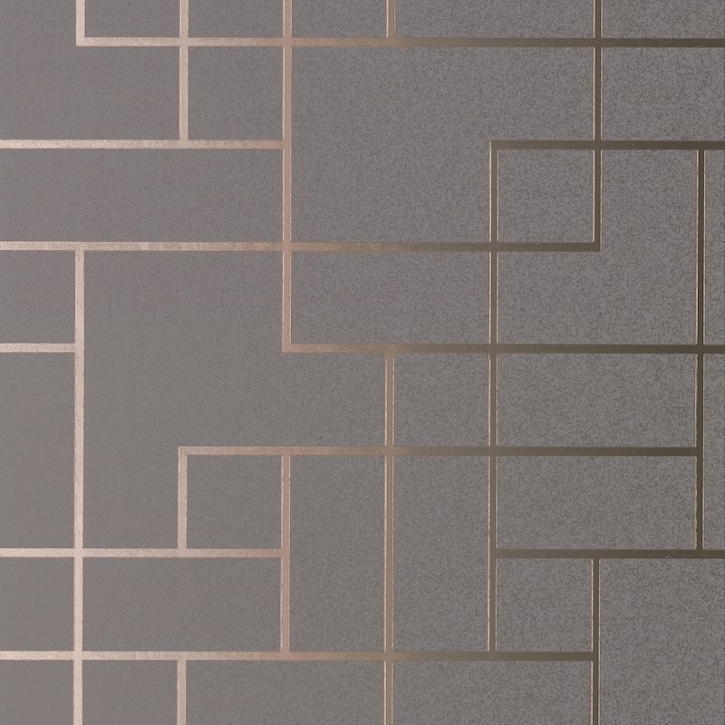 Anschutz, Mason Silver Geometric, 33' L X 20.5" W, Wallpaper Roll - Dark Grey