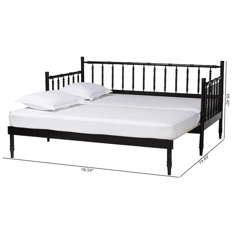 Marisela Twin-To-King Expandable Daybed - Wood Spindle Bed Frame with Bamboo-Inspired Posts, Modern Transitional Furniture