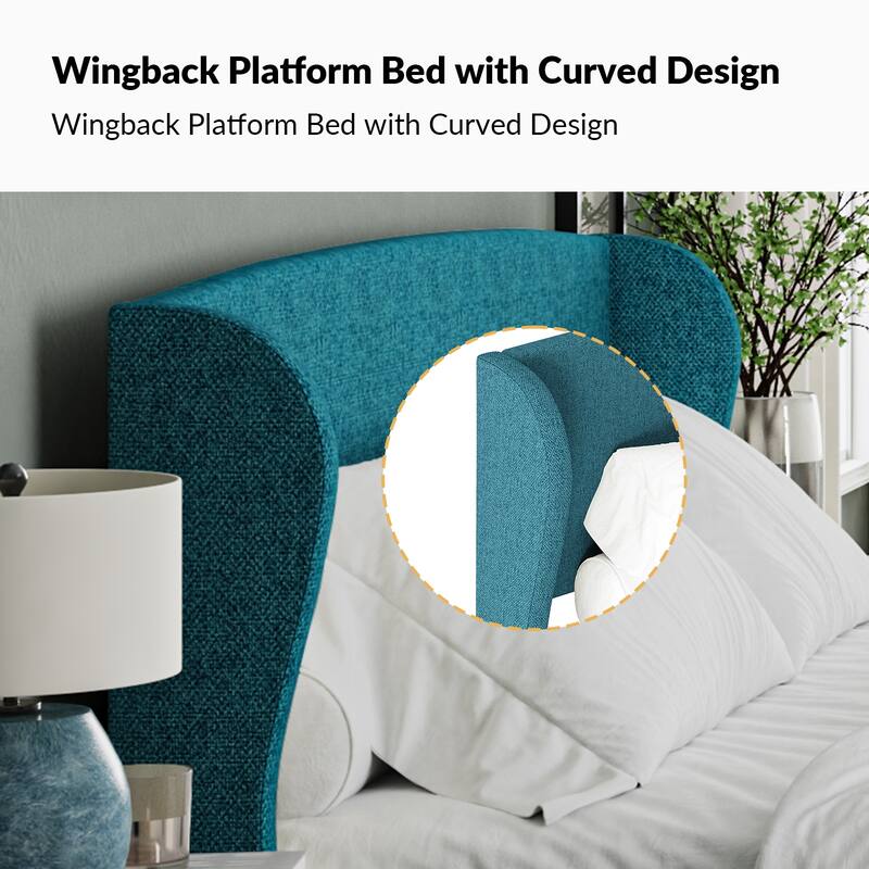 Gerald Upholstered Traditional Wingback Platform Bed By HULALA HOME