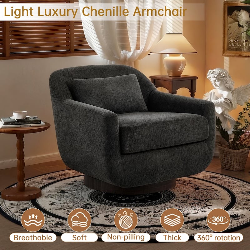 Modern Chenille 360-Degree Swivel Chair Accent Chair