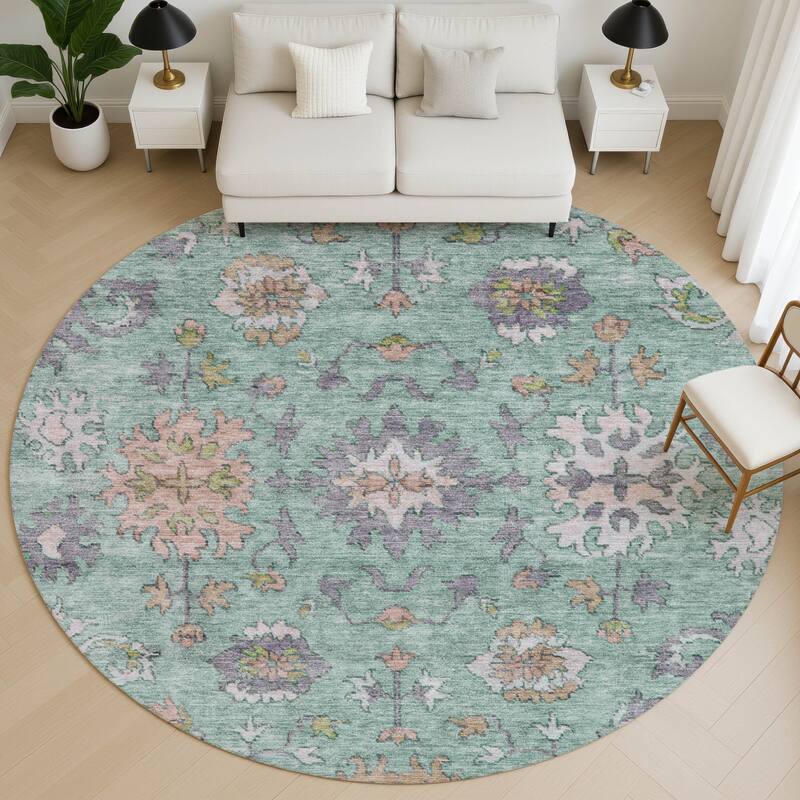 Premium Washable Super Soft Traditional Caply Mayfield Rug - Mint - 8' x 8'