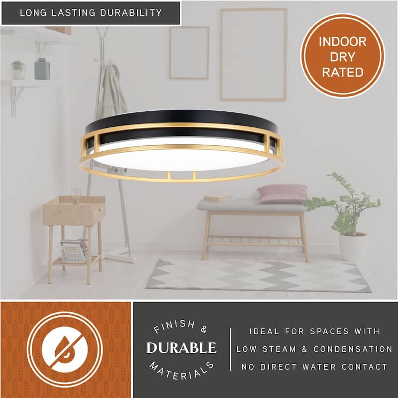 Northgate 16-in W Integrated LED Matte Black and Satin Gold Contemporary Flush Mount Ceiling Light Fixture