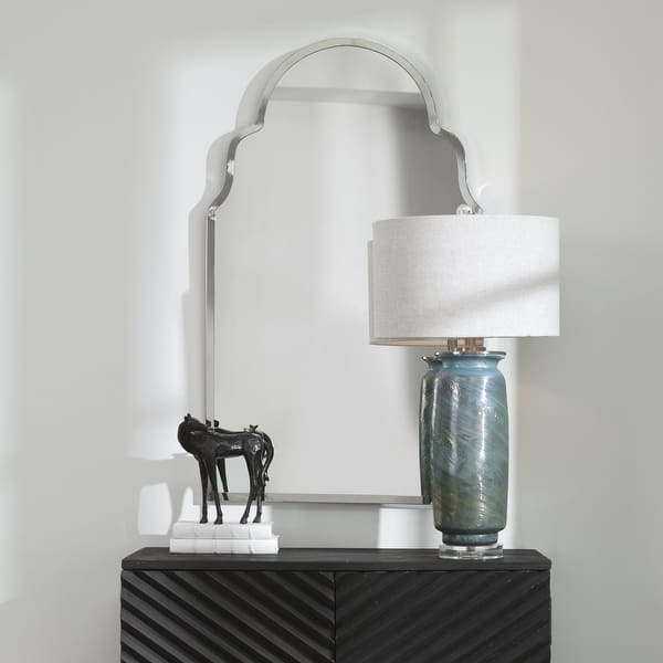 slide 2 of 6, Uttermost Brayden 43" x 26" Arched Cathedral Top Farmhouse Wall Polished Nickel