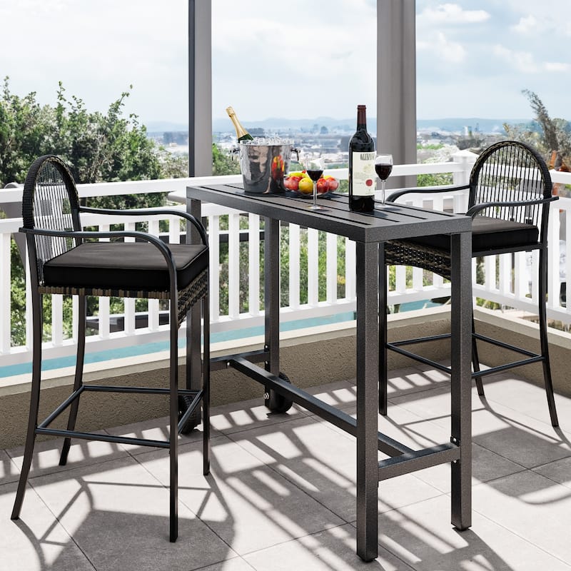 Moasis Patio Metal Counter Table Bar Table with Wheels (Table Only)