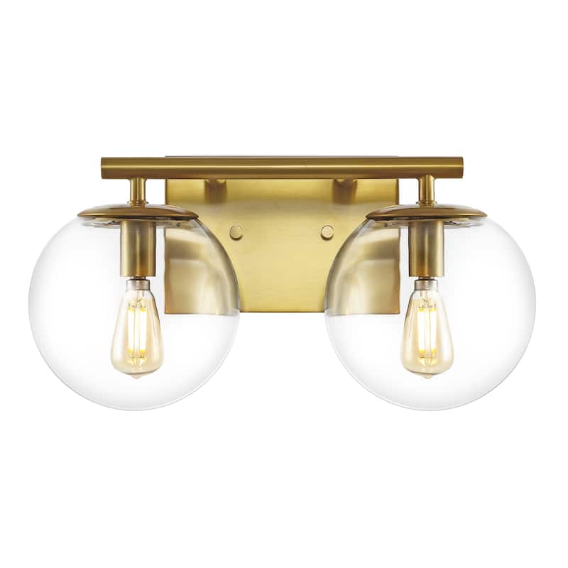 SAFAVIEH Lighting Zenta 2-Light 14-inch Glass Orb Wall Sconce (LED Bulbs Included) - 7.5 In. W x 14 In. D x 7.8 In. H
