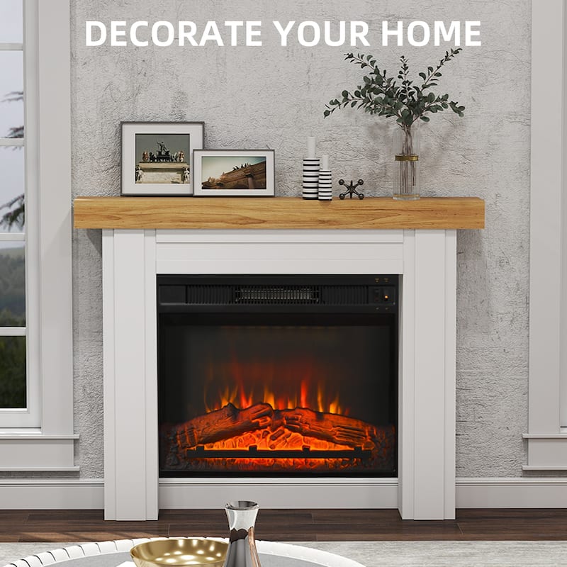 HOMCOM Modern Fireplace Mantel, Freestanding Fireplace Surround with Leg for Electric Fireplaces, 51.2" W x 40.6" H