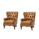 preview thumbnail 43 of 48, Gerhard Genuine Leather Armchair with Nailhead Trims and Removable Cushion Set of 2 by HULALA HOME