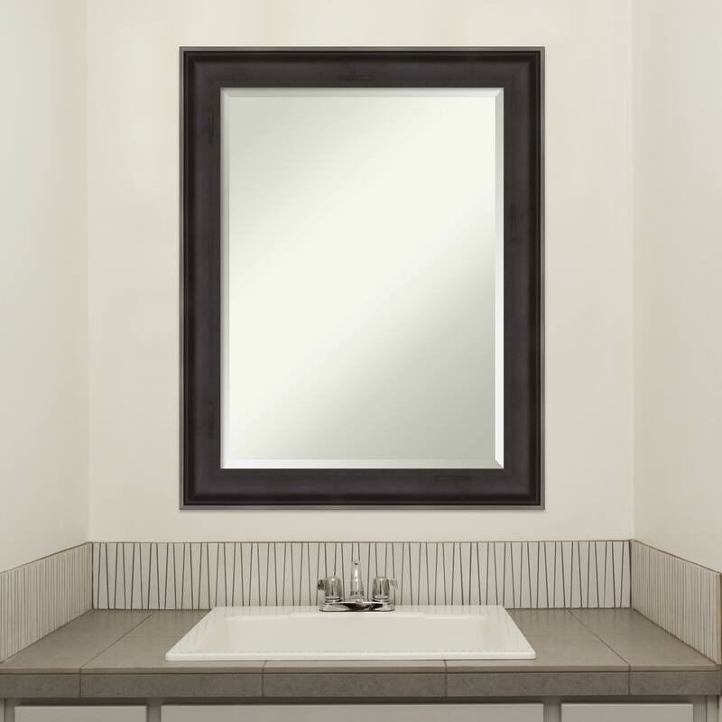 Beveled Wood Bathroom Wall Mirror - Allure Charcoal Frame