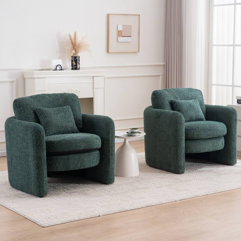 Rounded Corner Accent Chair Lounge Chair, Single Sofa Chair Armchair for Living Room