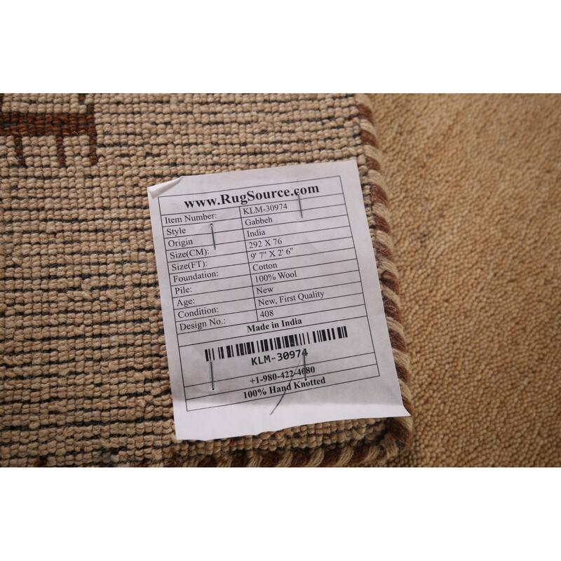 Little Animals Gabbeh Oriental Runner Rug Hand-Knotted Wool Carpet - 2'6"x 9'7"
