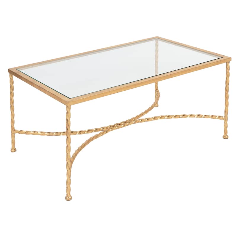 SAFAVIEH Couture Matilda Gold Leaf Glass Coffee Table