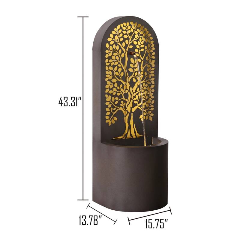 LED Lighted Carved Hollow Waterfall Fountain - 43.25"