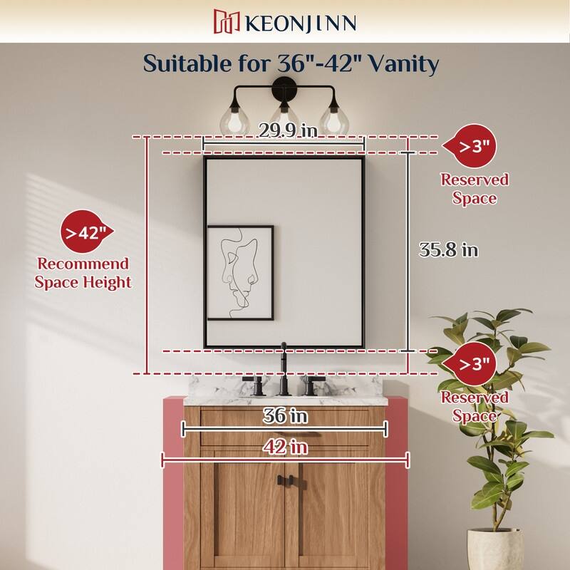 Keonjinn Aluminum Framed Wall Mount Bathroom Vanity Mirror