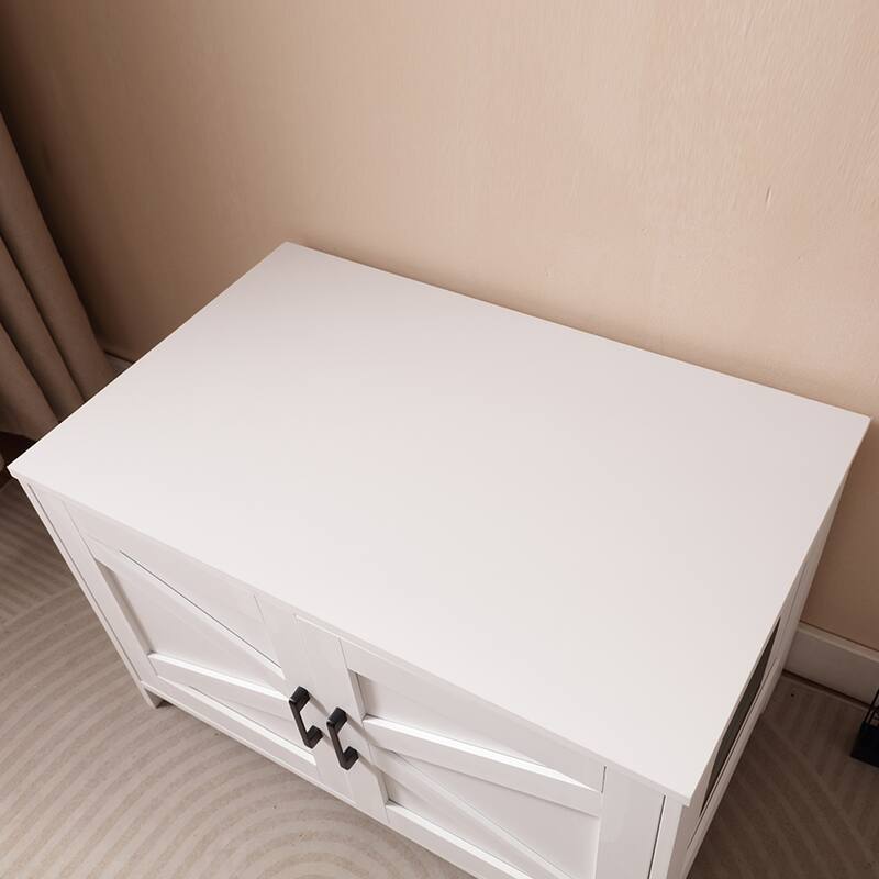 Cat Litter Box Enclosure, Litter Box Furniture Hidden with Barn Door, Wooden Cat Washroom Furniture, Cat House, End Table