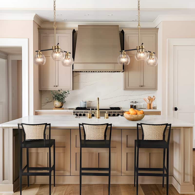 Modern 3-Light Black Gold Sputnik Chandelier Pendant Lights for Dining Room - 18" D x 17.5" H