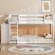 preview thumbnail 52 of 58, Wooden Floor Bunk Bed Frame with Storage Drawers, 3 Shelves, Full-length Guardrail and Reversible Ladder for Kids, Teens