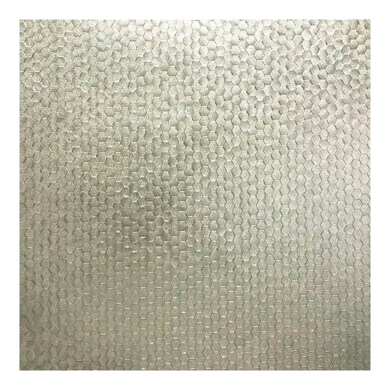 Brewster Carbon Platinum Honeycomb Geometric Wallpaper - 20.5 x 396 x 0.025
