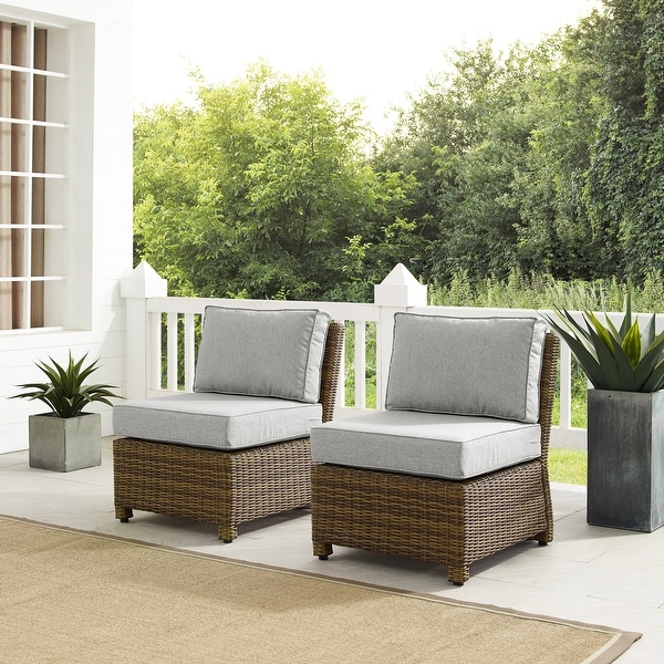 Crosley Bradenton 2Pc Outdoor Wicker Chair Set Weathered Brown