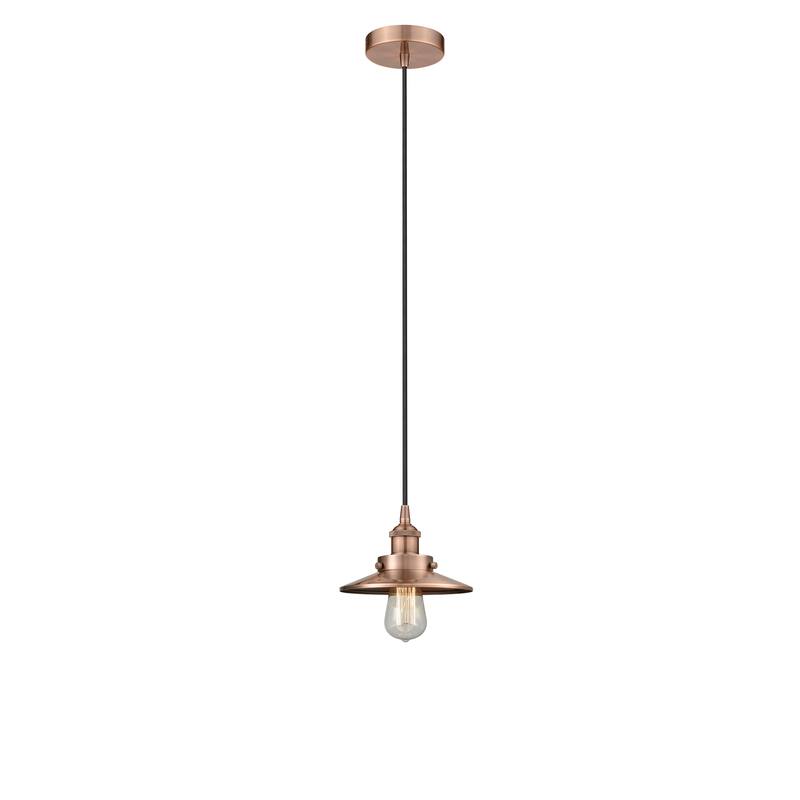 Innovations Lighting Railroad - 1 Light 8" Cord Hung Mini Pendant. - Antique Copper
