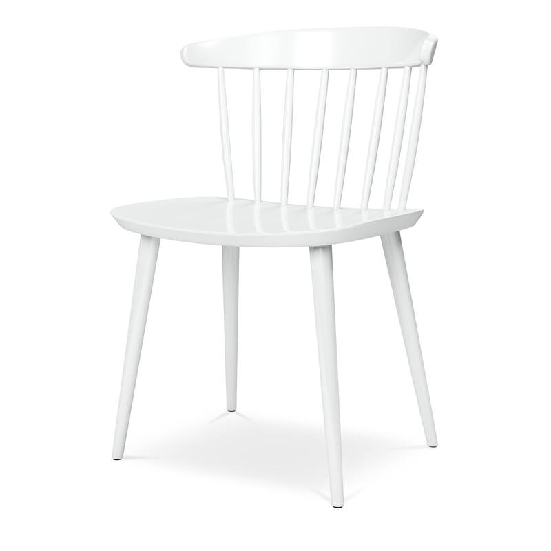 30" Tall Modern White Armless Dining Chair Slat Back Plastic Side Chair for Kitchen or Living Room - 17"L x 19"W x 30"H