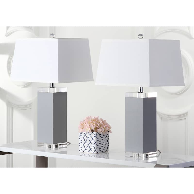 SAFAVIEH Lighting Buffy 27 Inch Navy Deco Leather Table Lamp (Set of 2)