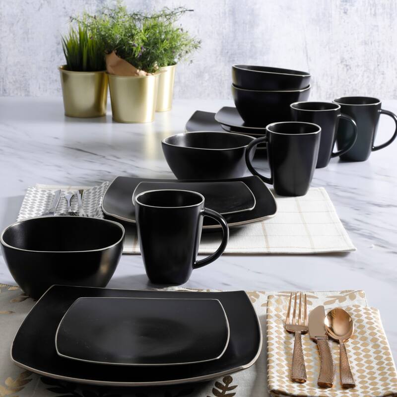 Gibson Soho Lounge Square 16pc Dinnerware Set - Matte Finish