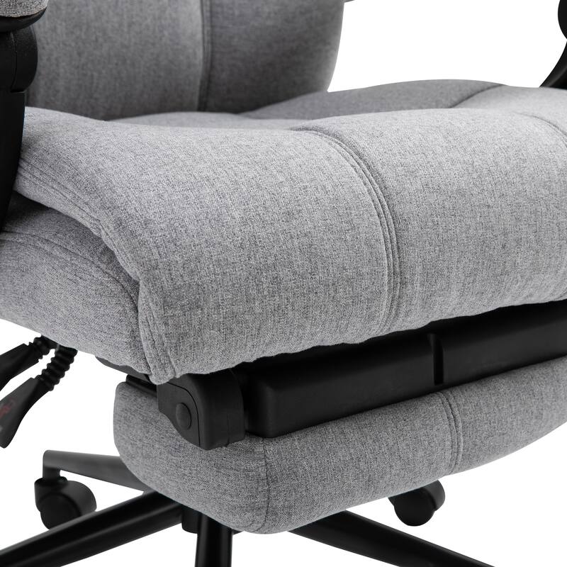 Vinsetto Executive Linen Fabric Home Office Chair with Retractable Footrest, Headrest, and Lumbar Support