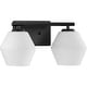 preview thumbnail 8 of 8, Copeland Collection Two-Light Matte Black Mid-Century Modern Vanity Light - 15 in x 7 in x 7.5 in