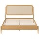 preview thumbnail 9 of 8, Antique Natural Queen Size Platform Bed with Rattan Accents, LED Light and Slat