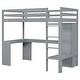preview thumbnail 10 of 20, Twin Loft Bed with L-shaped Desk, Wardrobe, and Storage Shelves, Grey