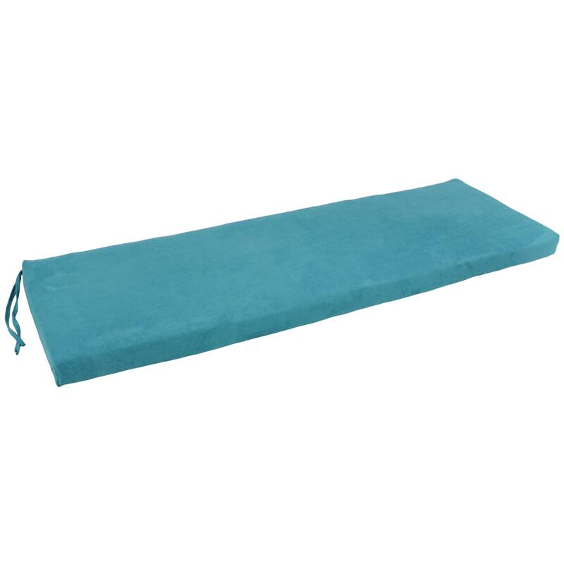 Microsuede Indoor Bench Cushion (57-, 60-, or 63-inches wide) - 63" wide - Aqua Blue