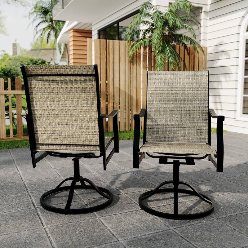 2PCS Outdoor Swivel Dining Chairs for Poolside Lawn Garden - N/A - Brown