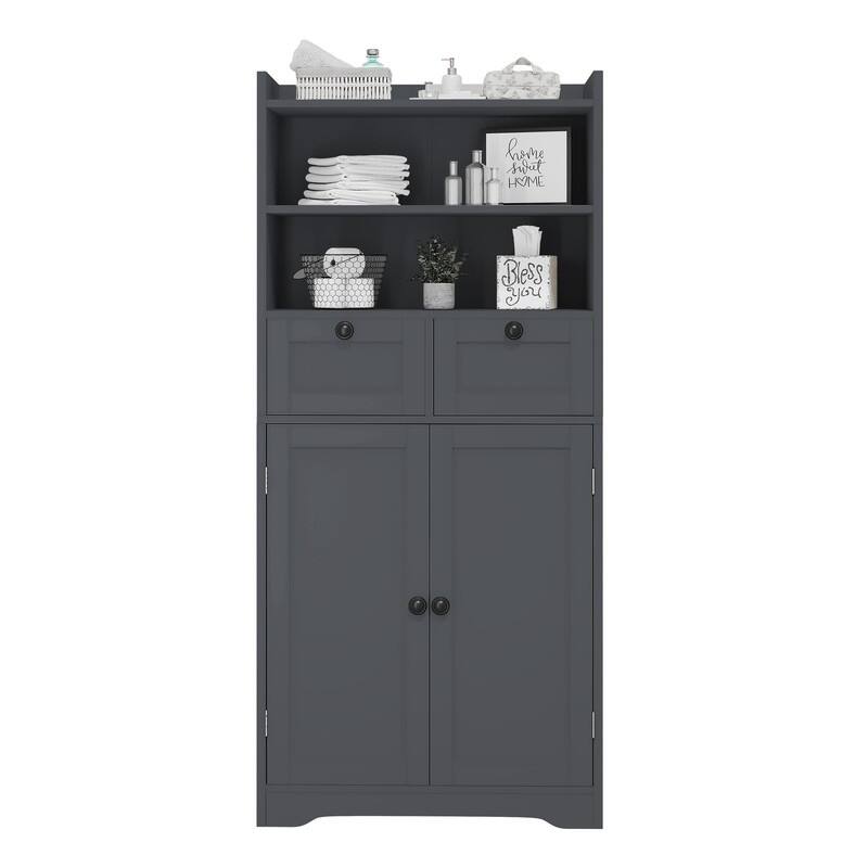 Spacious Kitchen Side Cabinet with Adjustable Shelves, Waterproof Finish & Magnetic Door Closures
