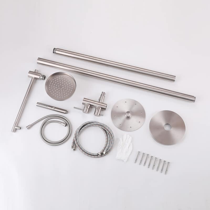 89"H Stainless Steel Freestanding Outdoor Shower with Handheld shower