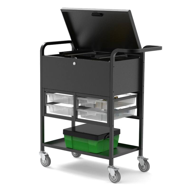 File Cart with Locking Cabinet and Storage Bins