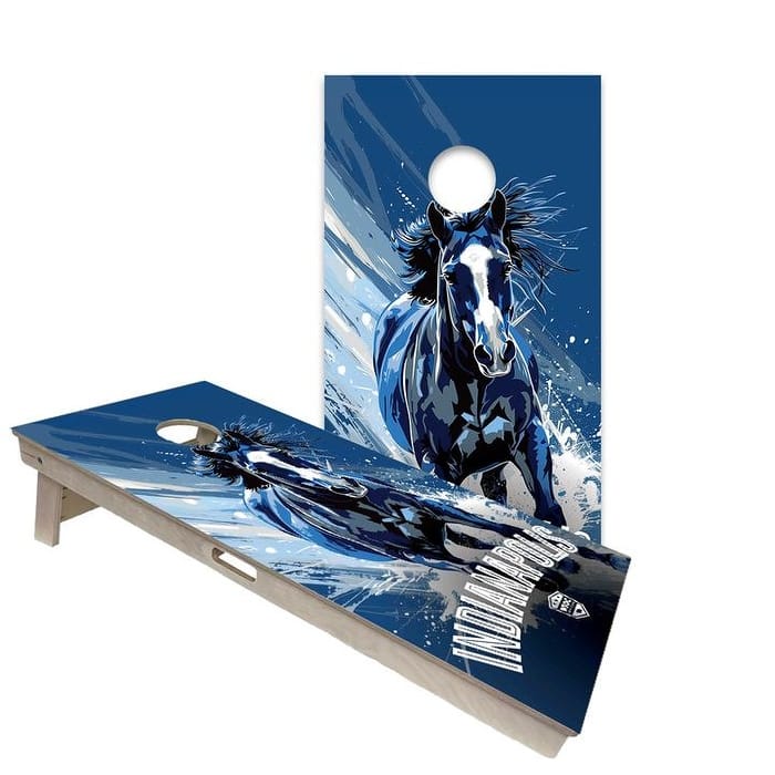 Indianapolis Colts Regulation 2x4 Cornhole Board Set - Premium - Include Case + LED Lights