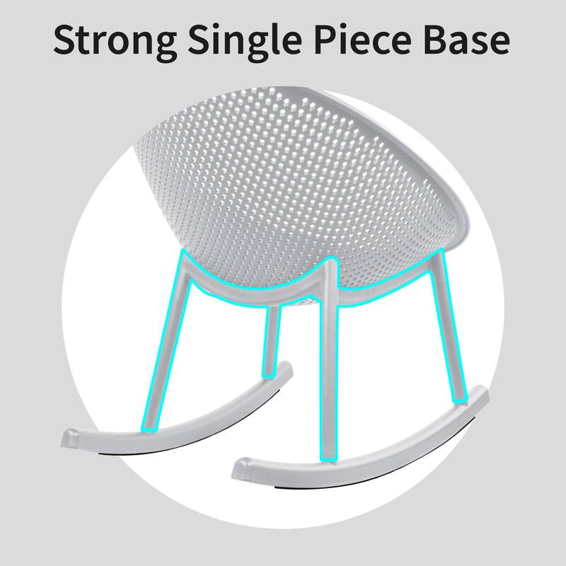 Mid-Century Modern Plastic Rocking Lounge Chair Plastic Legs with Breathable Perforated Egg Shaped Seat for Indoor/Outdoor Use